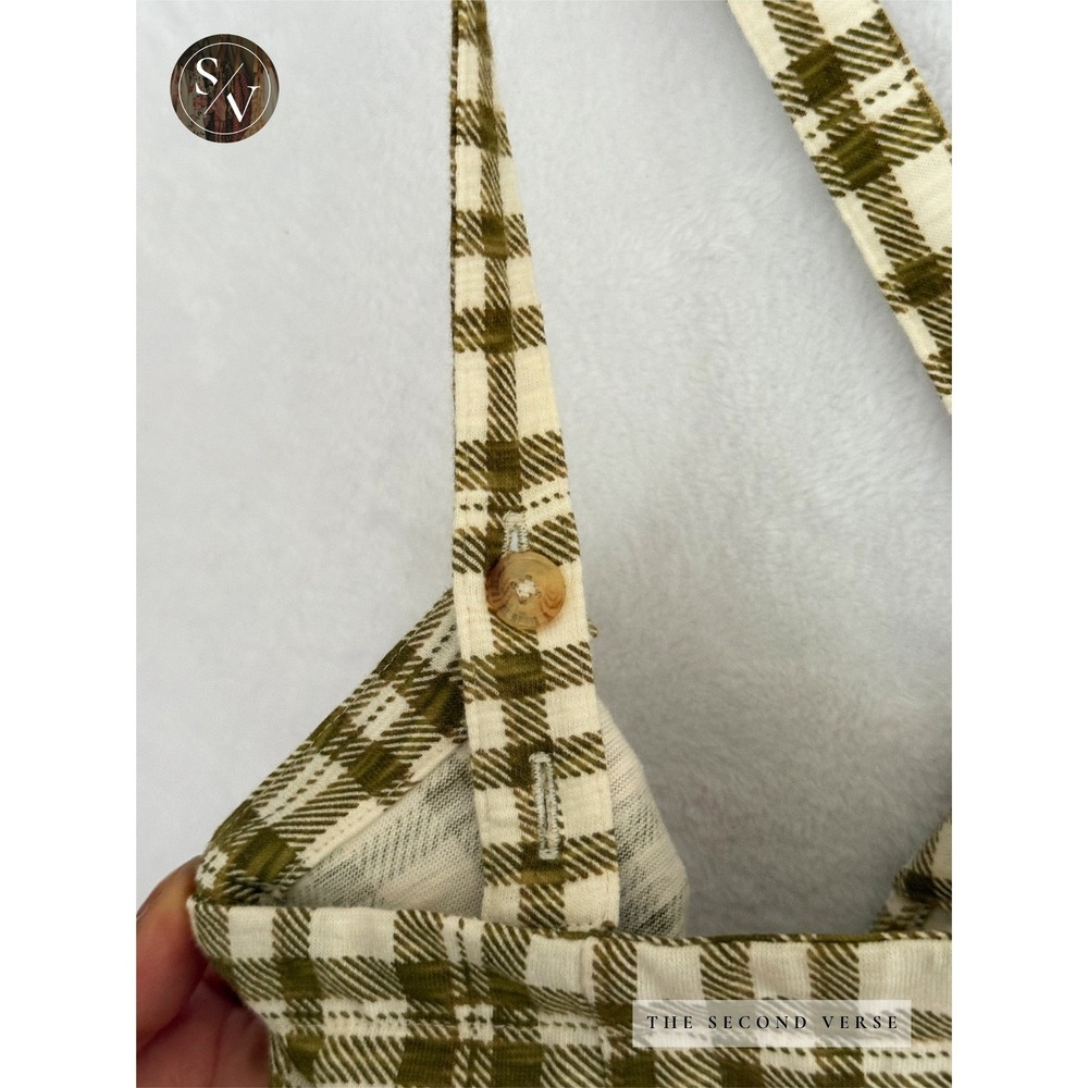 Known Supply Jumpsuit Women 2XL Olive Caden Plaid Organic Cotton Overalls - Picture 7 of 11